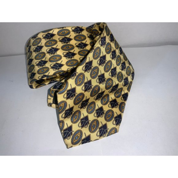 Burberrys Men Tie Blue Green Gold Chain Motif Neck - Picture 2 of 2